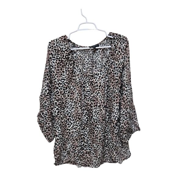 Cynthia Rowley Woman 1X Leopard Print Blouse Pink Black Animal Print Top - Picture 1 of 9